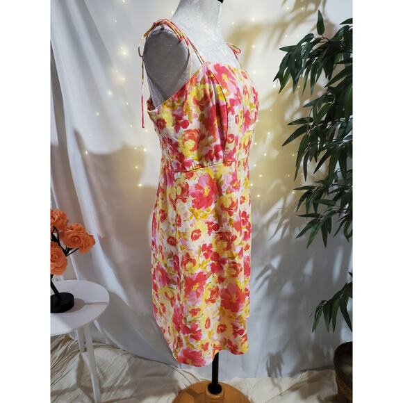 Old Navy Fit & Flare Linen Blend Smocked Tie-Shoulder Mini Cami Dress Size XL - Picture 3 of 15